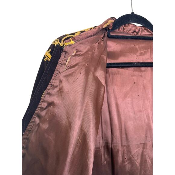 Vintage Moroccan Brown Velvet Kaftan with Gold Embroidery Robe medium - Picture 17 of 17